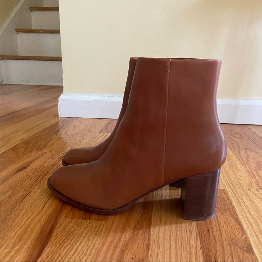 Madewell Cognac Brown Leather Heeled Booties- Size 9